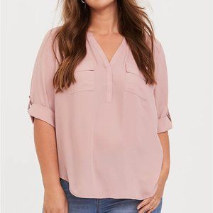 HARPER - DUSTY PINK GEORGETTE PULLOVER BLOUSE